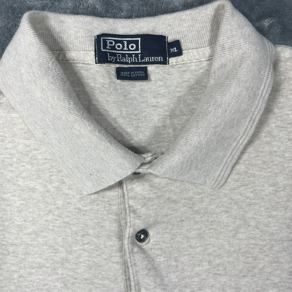Vintage Ralph Lauren Polo Shirt Mens XL Beige‎ Pony Short Sleeve Y2K Luxury Soft